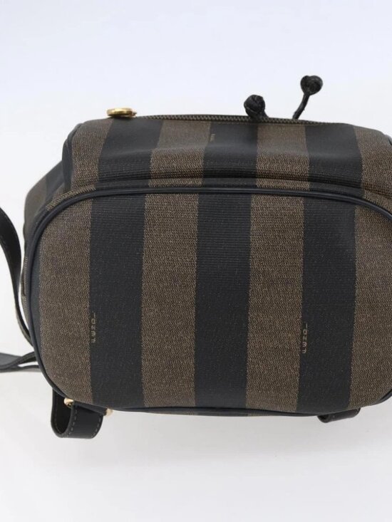 FENDI Pecan Canvas Backpack Brown Black Auth main image 16